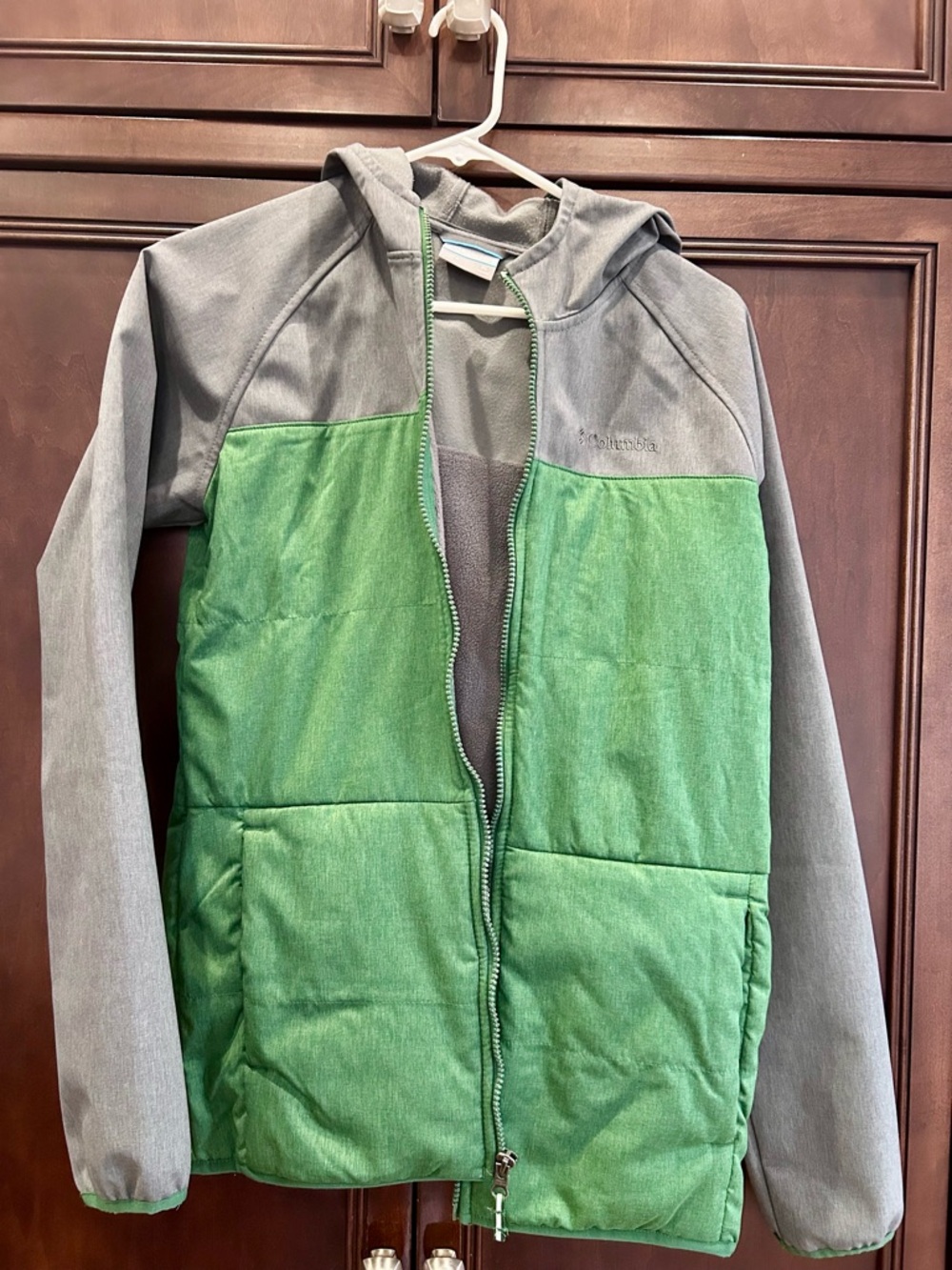 Columbia Boys' Green & Gray Hooded Puffer Jacket